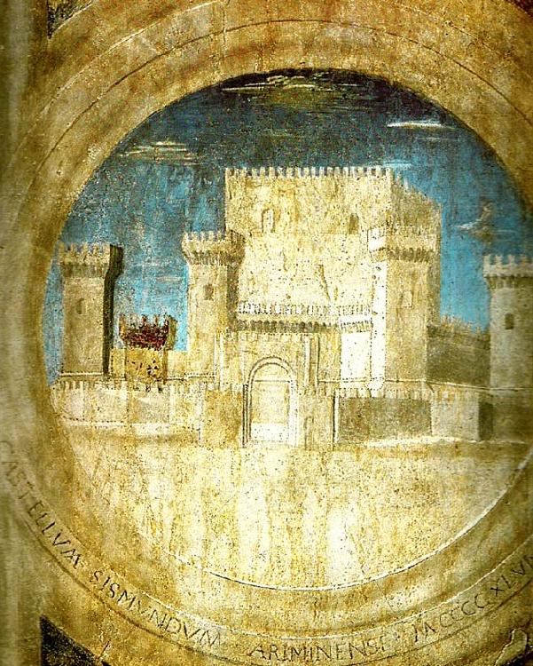 Piero della Francesca detail of the castle from st sigismund and sigismondo Norge oil painting art